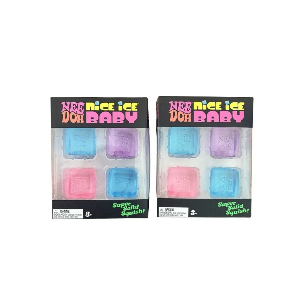Nee Doh Nice Ice Baby Super Solid Squish Toys – Lot of 2 Packs (8 Total)